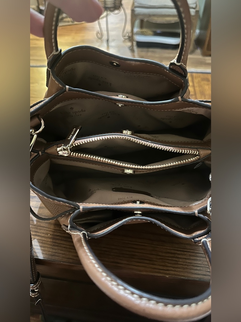 kate spade Brown Leather Mini Satchel with Crossbody Strap Dumpling Bag - Picture 6 of 6
